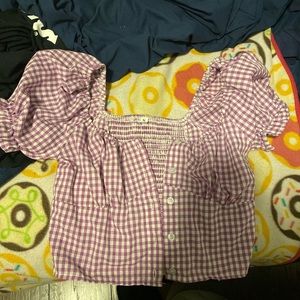Purple plaid top